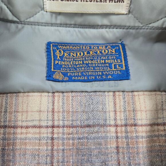 Pendleton 100% Virgin Wool Brown Plaid Long Sleeve Pearl Snap Flannel Size Large - Picture 2 of 8